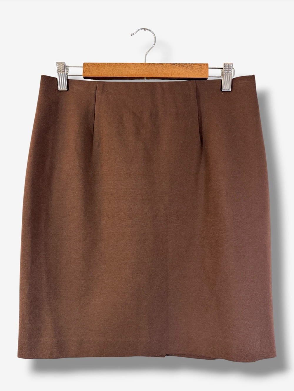 J. Jill Brown Ponte Knit Pencil Skirt Size SP Knee Length Pull On Stretch Waist
